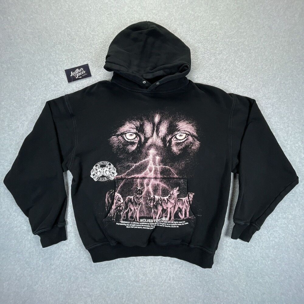 Darc Sport Wolves Club Hoodie Mens Medium M Wolf Graphic Print Crewneck Pullover